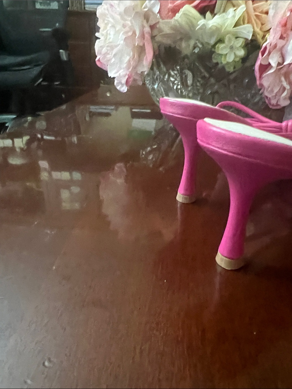 KOKO + Palenki Barely Fuchsia Leather String Bow Slide Heel - Picture 5 of 6